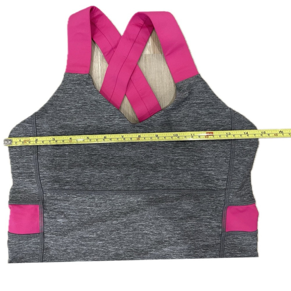 Sz.8-Lululemon Gray Pink Push Your Limits Tank Top Mesh Back - Picture 3 of 11